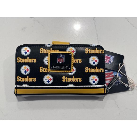 Loungefly NFL Pittsburgh Steelers Logo Zip Around Wallet - Clutch Purse - Picture 4 of 6